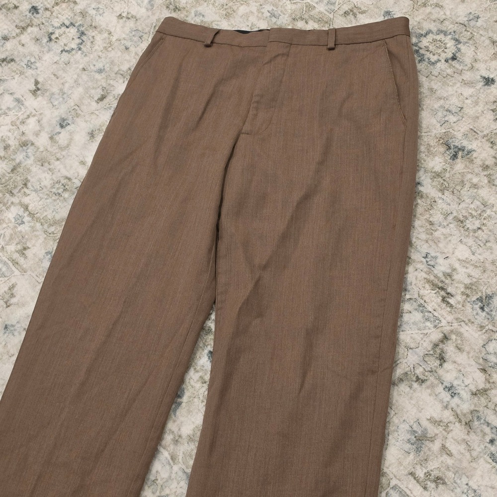 Banana Republic Mens 36x34 Brown 100% Wool Flat Front Straight Leg Dress Pants